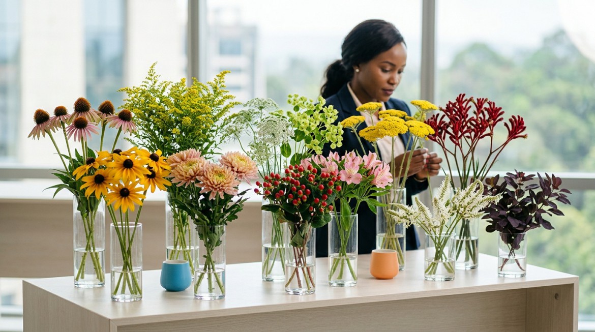 Vibrant and unique specialty flowers arrangement including Anigozanthos and Echinacea from Nana Creations